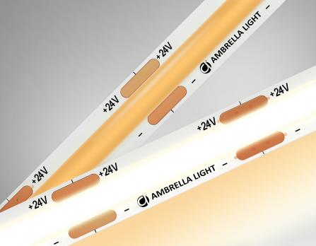 Светодиодная лента Ambrella Light GS4651 COB 320Led /10W m/ 24V IP20 3000K 5m GS4651 COB 320Led/ 10W m/ 24V IP20 3000K/ 5000*8*1.54mm (2 конт.) Ambrella light