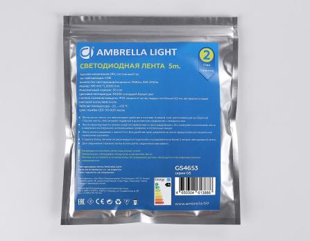 Светодиодная лента Ambrella Light GS4653 COB 320Led /10W m/ 24V IP20 6500K 5m GS4653 COB 320Led/ 10W m/ 24V IP20 6500K/ 5000*8*1.54mm (2 конт.) Ambrella light