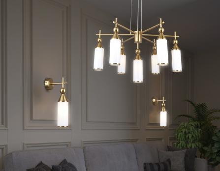 Подвесная люстра LH55278/7 BS/FR латунь/белый матовый E14*7 max 40W D640*1390 Ambrella light