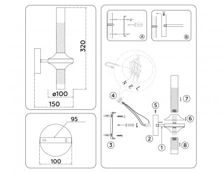 Настенный светильник LH55362/2 BS/CL латунь/прозрачный G9/2 max 30W 150*100*320 Ambrella light