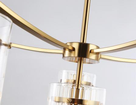 Подвесная люстра LH56031/5+1 BS/CL латунь/прозрачный E14*6 max 40W D680*1200 Ambrella light