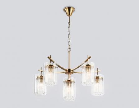 Подвесная люстра LH56031/5+1 BS/CL латунь/прозрачный E14*6 max 40W D680*1200 Ambrella light