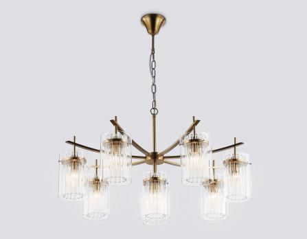 Подвесная люстра LH56033/7+1 BS/CL латунь/прозрачный E14*8 max 40W D790*1200 Ambrella light