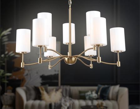 Подвесная люстра LH56054/6+3 BS/FR латунь/белый матовый E14*9 max 40W D765*1060 Ambrella light