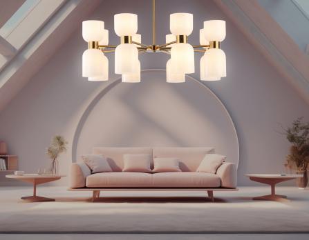 Люстра на штанге LH56095/16 BS/FR латунь/белый матовый E14*16 max 40W D860*510 Ambrella light