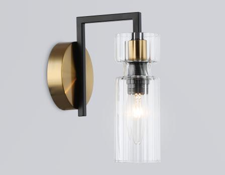 Настенный светильник LH56119 BK/BS/CL черный/латунь/прозрачный E14 max 40W 150*100*210 Ambrella light