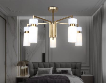 Люстра на штанге LH56124/5 BS/FR латунь/белый матовый E14*5 max 40W D605*350 Ambrella light