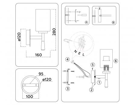 Настенный светильник LH56265 BS/FR латунь/белый матовый E27 max 60W 160*120*280 Ambrella light