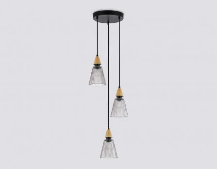 Подвесной светильник LH58112/3 BK/LW/SM черный/светлое дерево/дымчатый E14*3 max 40W D270*1200 Ambrella light