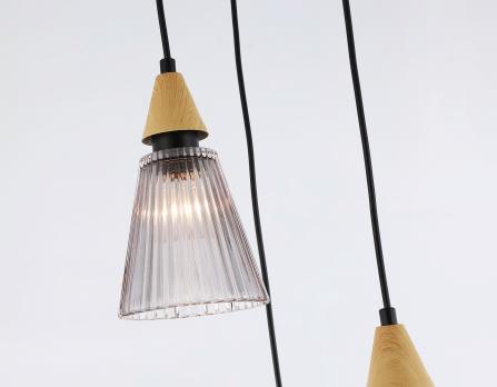Подвесной светильник LH58112/3 BK/LW/SM черный/светлое дерево/дымчатый E14*3 max 40W D270*1200 Ambrella light