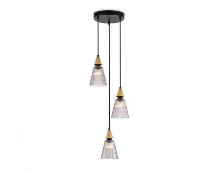 Подвесной светильник LH58112/3 BK/LW/SM черный/светлое дерево/дымчатый E14*3 max 40W D270*1200 Ambrella light