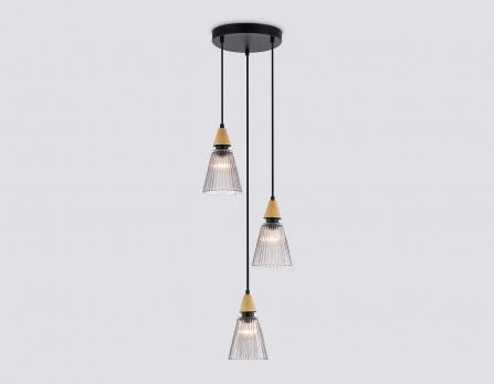 Подвесной светильник LH58112/3 BK/LW/SM черный/светлое дерево/дымчатый E14*3 max 40W D270*1200 Ambrella light