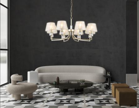 Подвесная люстра с абажурами LH71217/8 CGD золото E14/8 max 40W D790*750 Ambrella light