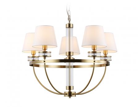 Подвесная люстра с абажурами LH71251/5 BS/WH латунь/белый E14/5 max 40W D700*990 Ambrella light