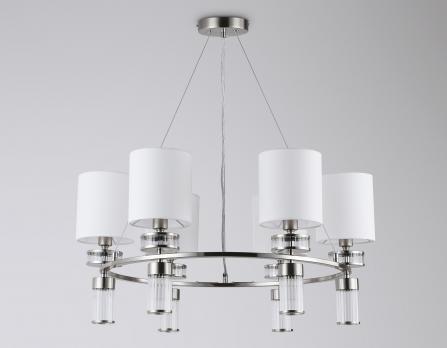 Подвесная люстра с абажурами LH71291/6 SN/WH никель/белый E14/6 max 40W D680*730 Ambrella light