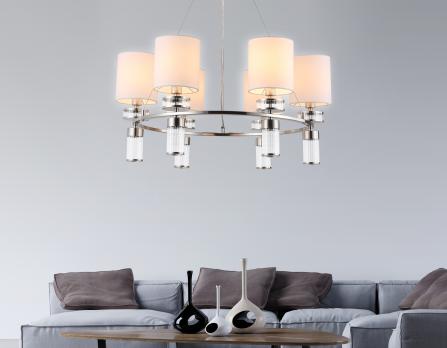 Подвесная люстра с абажурами LH71291/6 SN/WH никель/белый E14/6 max 40W D680*730 Ambrella light