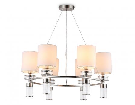Подвесная люстра с абажурами LH71291/6 SN/WH никель/белый E14/6 max 40W D680*730 Ambrella light