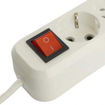 Удлинитель 3-местный с/з с выключ. STEKKER HM071-31-02 3x1мм2, 2м, 250В, 16А, 1USB+2C, 2.4A, сер Home, белый