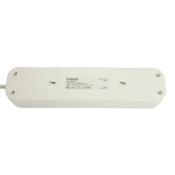 Удлинитель 3-местный с/з с выключ. STEKKER HM071-31-03 3x1мм2, 3м, 250В, 16А, 1USB+2C, 2.4A, сер Home, белый