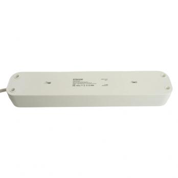 Удлинитель 4-местный с/з с выключ. STEKKER HM071-41-05 3x1мм2, 5м, 250В, 16А, 1USB+2C, 2.4A, сер Home, белый