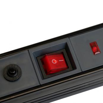 Сетевой фильтр 3-местный с/з STEKKER 3x1мм2, 1,8 м, 250В, 16А, серия Techno, HM22-31-02, черный
