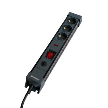Сетевой фильтр 3-местный с/з STEKKER 3x1мм2, 3 м, 250В, 16А, серия Techno, HM22-31-03, черный