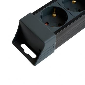 Сетевой фильтр 4-местный с/з STEKKER 3x1мм2, 1,8 м, 250В, 16А, серия Techno, HM22-41-02, черный