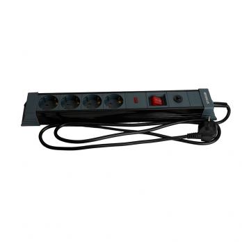 Сетевой фильтр 4-местный с/з STEKKER 3x1мм2, 3 м, 250В, 16А, серия Techno, HM22-41-03, черный