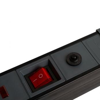 Сетевой фильтр 6-местный с/з STEKKER 3x1мм2, 3 м, 250В, 16А, серия Techno, HM22-61-03, черный