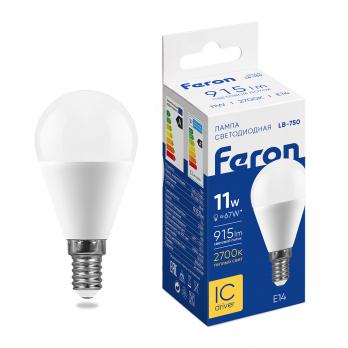 Лампа светодиодная Feron LB-750 Шарик E14 11W 2700K