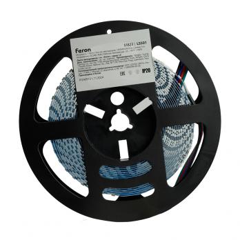 Светодиодная LED лента Feron LS501, 120SMD(5050)/м 11Вт/м 24V 5000*10*1.5мм RGB IP20