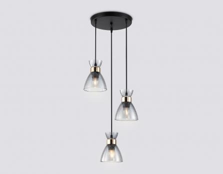Светильник подвесной TR3408/3 BK/FGD/SM черный/золото/дымчатый E27/3 max 60W D345*1000 Ambrella light