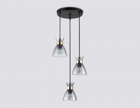 Светильник подвесной TR3408/3 BK/FGD/SM черный/золото/дымчатый E27/3 max 60W D345*1000 Ambrella light