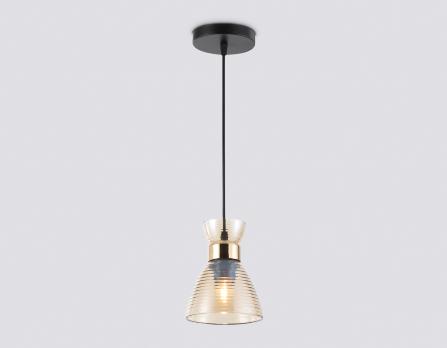 Светильник подвесной TR3403 BK/FGD/TI черный/золото/янтарь E27 max 60W D135*1000 Ambrella light