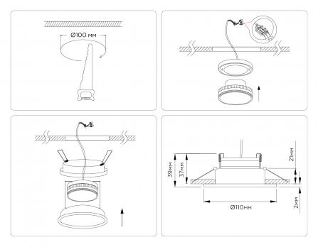 Светильник встраиваемый TN51823 BK черный GX53 max 15W D110*39 Ambrella light