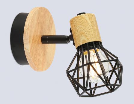 Накладной светильник TR8751 BK/WD черный/дерево IP20 E27 D115*175 Ambrella light