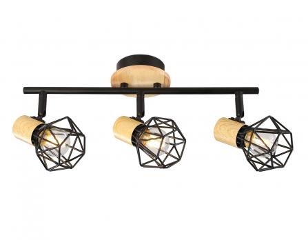 Накладной светильник TR8753/3 BK/WD черный/дерево IP20 E27/3 435*115*200 Ambrella light