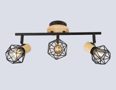 Накладной светильник TR8753/3 BK/WD черный/дерево IP20 E27/3 435*115*200 Ambrella light