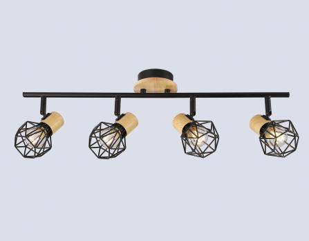 Накладной светильник TR8754/4 BK/WD черный/дерево IP20 E27/4 615*115*200 Ambrella light