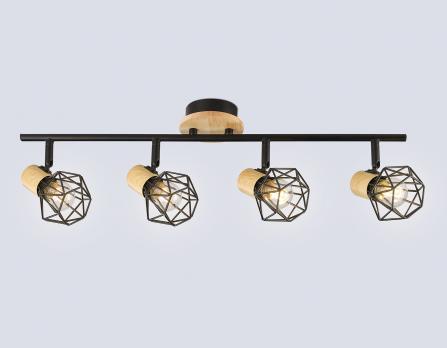 Накладной светильник TR8754/4 BK/WD черный/дерево IP20 E27/4 615*115*200 Ambrella light