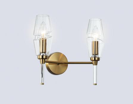 Светильник настенный LH55206/2 BS/CL латунь/прозрачный E14*2 max 40W 330*170*280 Ambrella light