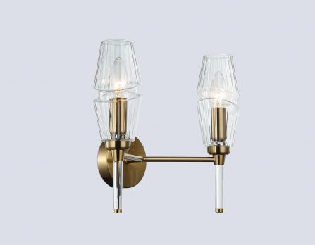 Светильник настенный LH55206/2 BS/CL латунь/прозрачный E14*2 max 40W 330*170*280 Ambrella light