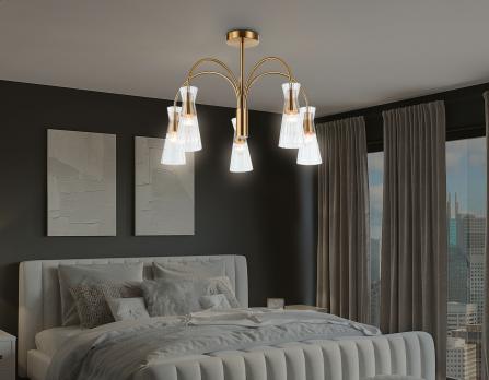 Светильник на штанге LH55701/5 BS/CL латунь/прозрачный E14*5 max 40W D600*440 Ambrella light