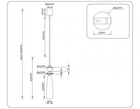 Светильник подвесной LH75365 GD/WH золото/белый G9 max 28W D70*1490 Ambrella light