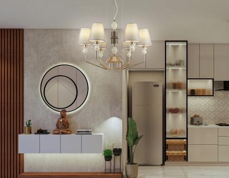 Светильник подвесной LH75401/6 GD/GR золото/серый E14*6 max 40W D700*1260 Ambrella light