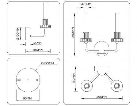 Светильник светодиодный настенный LH53130/2 GD/WH/GB золото/белый/серо-синий 4W 3000K 290*180*290 Ambrella light