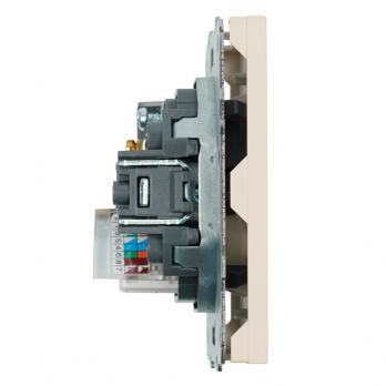 Розетка TV + компьютерная RJ-45 (механизм), STEKKER, серия Эмили, RST00-5106-08, кашемир, soft touch