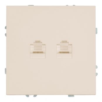 Розетка компьютерная 2-местная RJ-45 (механизм), STEKKER, серия Эмили, RST00-5111-08, кашемир, soft touch