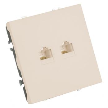 Розетка компьютерная 2-местная RJ-45 (механизм), STEKKER, серия Эмили, RST00-5111-08, кашемир, soft touch