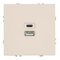 Розетка 2-местная USB + Type C (механизм), STEKKER, 250В, 20W, серия Эмили, RST10-5115-08, кашемир, soft touch
